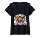 Photo Gallery donna ispanic heritage month girasole paesi latini bandiere maglietta con collo a v Photo Gallery donna ispanic heritage month girasole paesi latini bandiere maglietta con collo a v