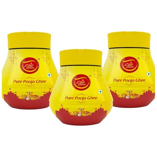Image of Pooja Ghee | Non-Edible Ghee for Diyas and Lamps | Ideal for Pooja, Aarti, Havan and Festivals | Long Lasting Burning Ghee for Mandir Use | Pack of 3 (500ML Each)