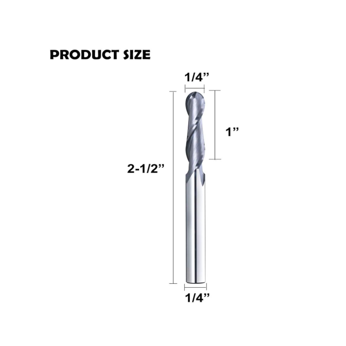 5PCS BRB214 Ball Nose Spiral Router Bit Set Solid Carbide CNC Router Bit Up Cut Milling Tool with 1/4 Shank, 1/4" CD X 1" CL X 1/4" SD X 2-1/2"OL