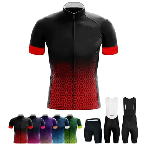 Maillot Ciclismo Personalizado para Hombre/Adolescente Ropa Ciclismo Mountain Bike de Secado Rápido Ligero con Logotipo del Equipo(Rot)