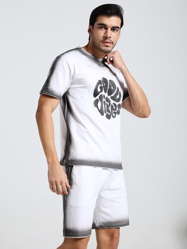 Image of Vogaan Men's Cotton Short Sleeve Tracksuit Summer T Shirt & Shorts Set with 2 Pockets || Casual Co-ord Sets
