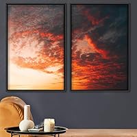 2 Piece Framed Canvas Wall Art Colorful Sky Canvas Prints Home Artwork Decoration for Living Room,Bedroom - 16