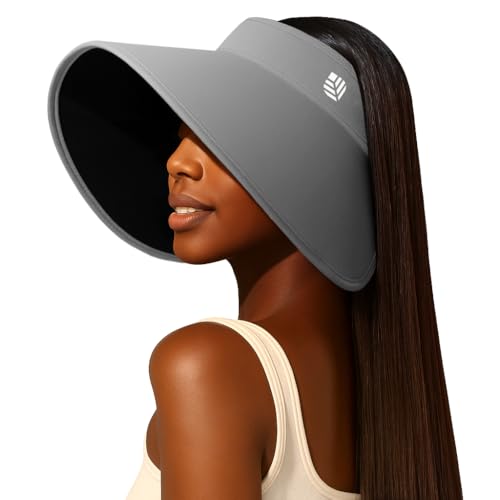 Image of Venzina UPF 50+ Sun Visor Hat for Women Ultra Wide Brim Outdoor Sun Hat UV Protection Hat Blackout Liner Design Packable Travel Hiking Hat Adjustable Elastic Closure Fashion Beach Hat
