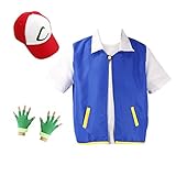 KESEPLEI Halloween Cosplay Jacket for Adult and Kids, Gloves Hat Set for Anime Trainer Blue