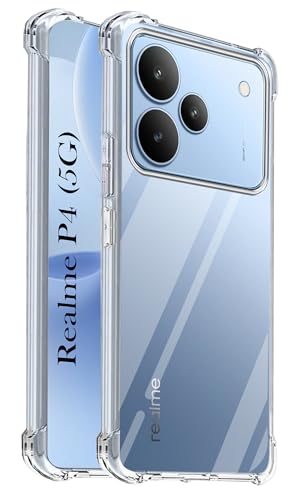Image of Jkobi Shockproof Crystal-Clear Back Cover for Realme P4 (Anti Yellow Case | Drop & Camera Protection | Hard Polycarbonate)