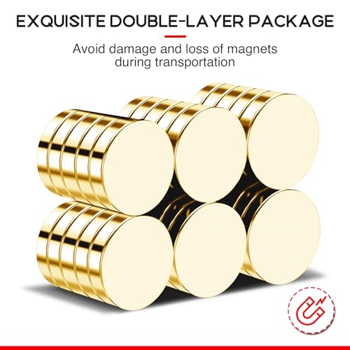 Image of 30Pcs Small Magnets, 18x3mm Gold Round Refrigerator Magnets