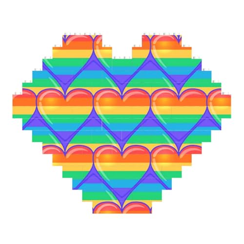 Heart Shaped Chart ABS Building Blocks，Double-Sided Reusable Puzzle