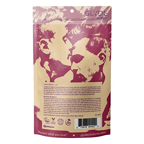 Glyde Slimfit - Snug Fit Condoms - 12 Count - Ultra-Thin, Vegan, Non-Toxic, Smaller Size Natural Rubber Latex - 49Mm For Tighter Fit #TOP5