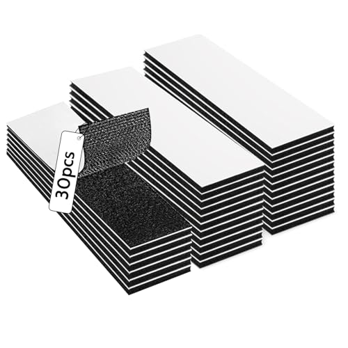30 Pares 30 x 100 mm Hook y Loop Auto Adhesivo Cinta Rollo Hook y Loop Tape Gancho y Cinta de Lazo Cinta de Doble Cara para Interior
