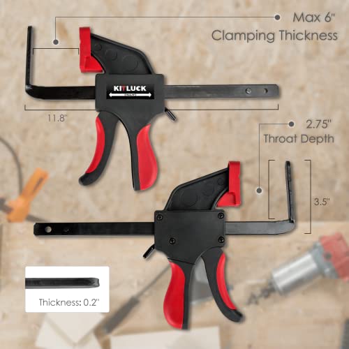 Track Saw Clamp, KITLUCK Track Saw Guide Rail Clamp for Woodworking, Quick Release Clamp for Circular Saw Guide Rail System, 6\" Clamping Thickness, Universal Wood Track Clamps for Woodworking-2 Pcs