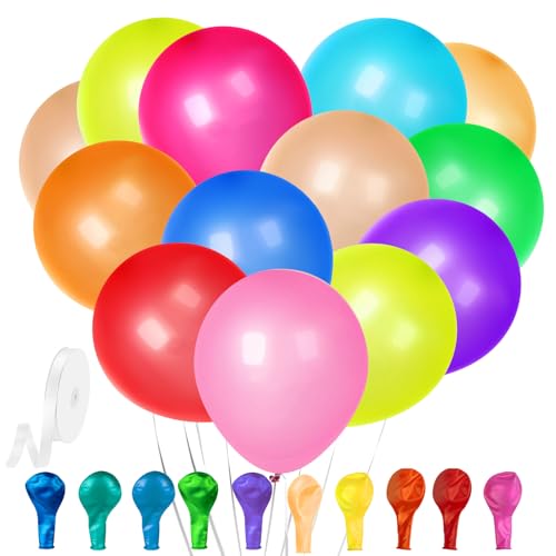 Gyipfipa RJQQTZ-60 Pack Balloons Assorted Color 12 Inches Rainbow Latex Balloons cover