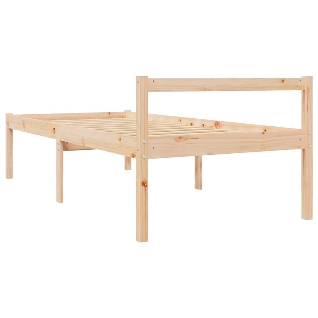 Massivholz Kiefer Bett 90x200 cm Seniorengerechtes Bett mit 45 cm Sitzhöhe, zusätzlichem Stauraum und robustem Lattenrost für bequemes EIN- und Aussteigen