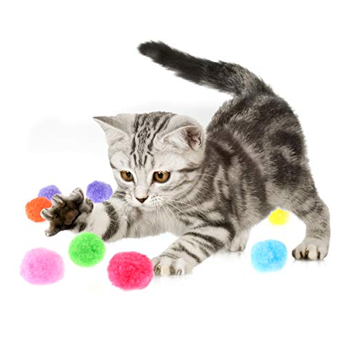 Ueetek 160Pcs Cat Toys Assorted Color Soft Cat Toy Balls Kitten Toys Pompon Balls (Mix Color) #TOP1
