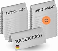 getgastro 24-er Reserviert Schilder Gastronomie – Edelstahl rostfrei – kratzfeste Oberfläche – lange Lebensdauer – klassisches Design - Tischaufsteller für Restaurant, Hotel oder Events – 10x5cm