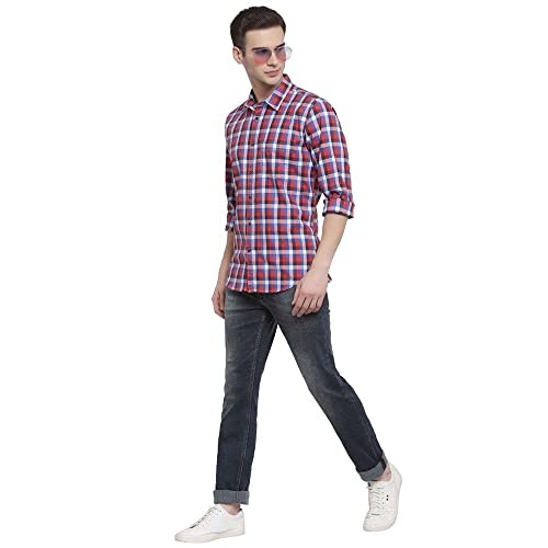 Image of Pepe Checks Cotton Stretch Regular Fit Mens Casual Shirt (A21MARCUSIPRED-P)