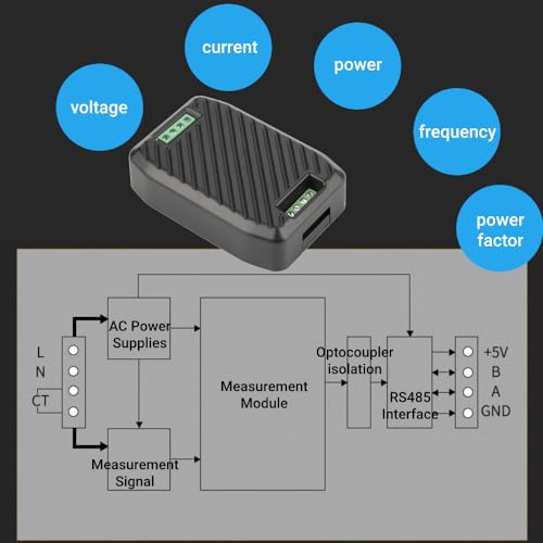 Image of Power Energy Meter Multifunction Voltage Current Monitor with Power Factor Frequency Measurement UART to RS485 (Closed CT 100A PZEM-016)