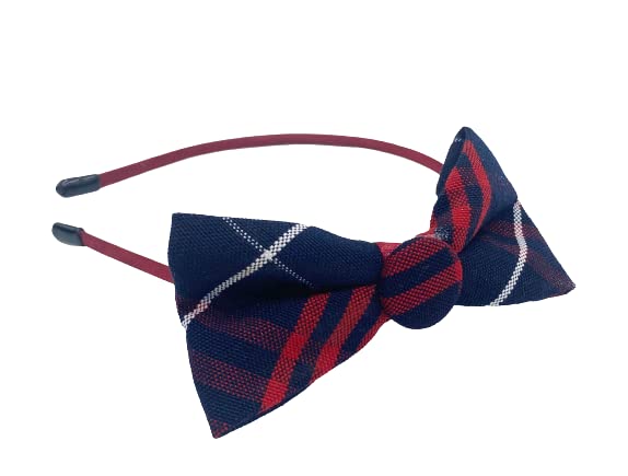 Small Plaid Bow/Plaid Button on Headband/School Uniform Plaid/Plaid Hair Accessories/One size Fit All/Back to School (Hamilton P36)