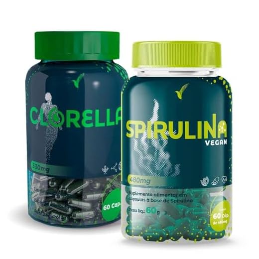 Kit Spirulina 30 dias 60 cáps + Clorella 20 dias 60 cáps