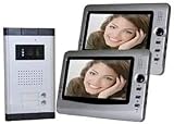 Generico Videocitofono Bifamiliare Colori Telecamera LED Esterno 2 Monitor LCD 7 Pollici