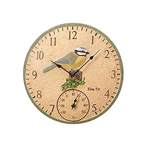 Tuinklok weerbestendig outdoor 30 cm voglein wandklokken outdoor klok tuin retro hars tuin wandklok met thermometer voor…