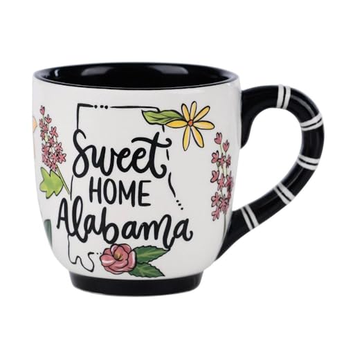 Glory Haus Sweet Home Alabama Flower Mug - 16oz Ceramic Coffee Mugs, Ideal for Hot Drinks like Tea, Coffee, Hot Chocolate, Floral Cups Perfect for Alabama Residents, Souvenirs for Tourists & Alabamans