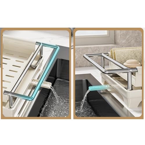 Image of Sponge Holder for Kitchen Sink Home Decor Space Saving with Quick Drain Tray Beige