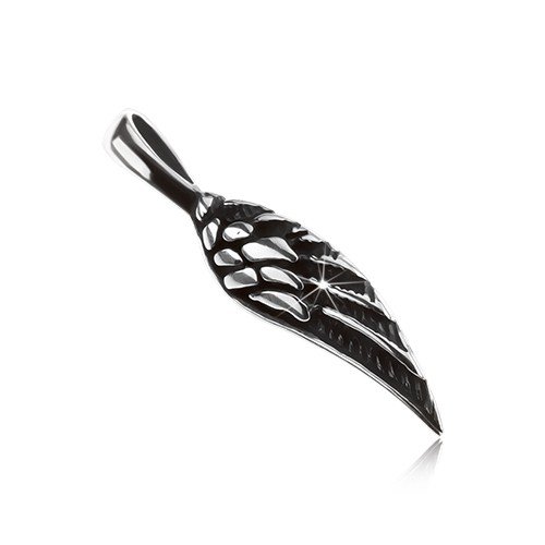 Preisvergleich Produktbild ORDO Diamonds® Engelsflügel, Silberanhänger 925, patinierte Oberfläche, Silber 925, Spitzenanhänger, gravierter Steg, gepunzt, 1.2g