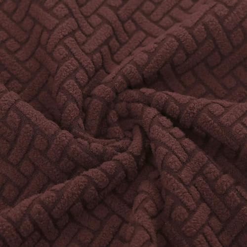 Image of House of Quirk Elastic Jacquard Chair Cover Stretch Removable Washable Short Dining Chair Cover Protector Seat Slipcover (Pack of 6, Dark Brown)