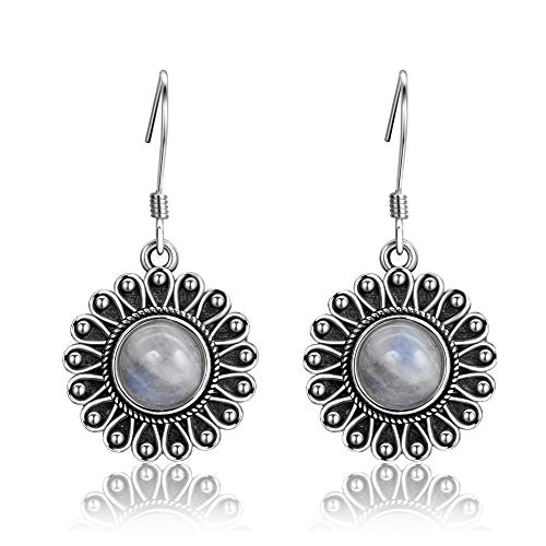 Boucles d'oreilles fleur en pierre de lune 7 mm, cadeau d'anniversaire