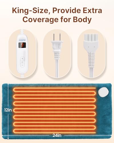 RENPHO Heating Pad for Back/Neck/Shoulder/Knee/Leg Pain Relief, Christmas Gifts for Women Men, 12x24\'\' Electric Heating Pad for Period Cramps, FSA Eligible Items Only List, ETL Certified (Blue) - Thumbnail 3