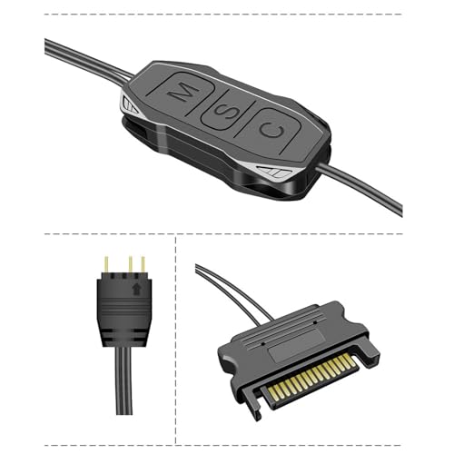 Ouitble Controlador ARGB de 5 V y 3 pines Múltiples modos de iluminación Controlador de ventilador RGB manual Controlador de barra de luz de alimentación SATA para ventiladores de - imagen 8
