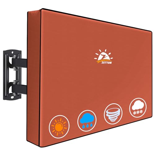 Zettum Funda para TV de 55 – 58 pulgadas, cubierta exterior 600D Oxford, revestimiento de poliuretano, resistente y resistente al agua, protector de pantalla para TV (Marrón)