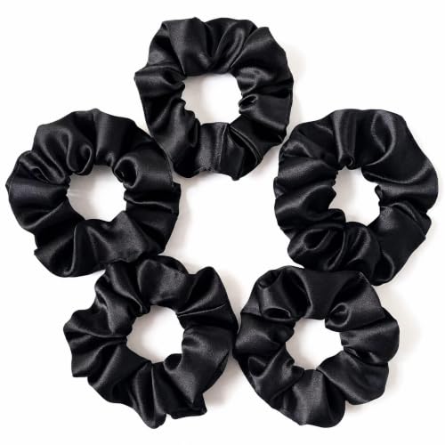 Image of Silvr Bear Luxury Satin Scrunchies Set for Women, Girls | Anti-Hair-Breakage Hair Ties