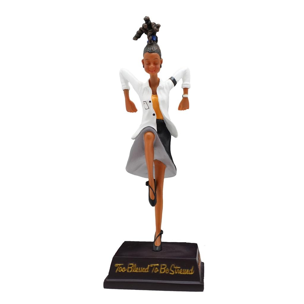 African American ExpressionsToo Blessed to Be Stressed Figurine – Inspirational Black Figurine for Home Décor | Faith-Based Resin Statue for Stress Relief and Spiritual Strength