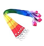 yueton 5pcs Colorful Rainbow Neck Lanyards Straps Strings Cords with Lobster Clasp for ID Tags, Name Card, Business ID Card Holder, Badge Reel