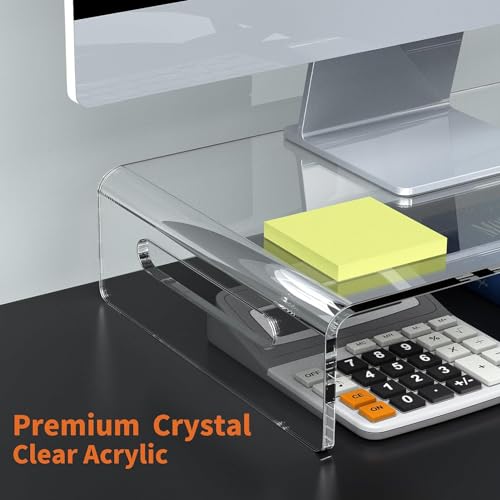 Image of Parikshit Sublimation Acrylic Computer Monitor Riser Stand Holder organizor for Table Desktop Laptop pc Printer tv (16 X 8 X 3 INCH - Style 1)