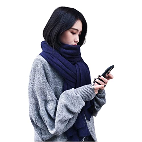 Écharpe chaude épaissie de couleur solide pour femmes accessoire hivernal noir