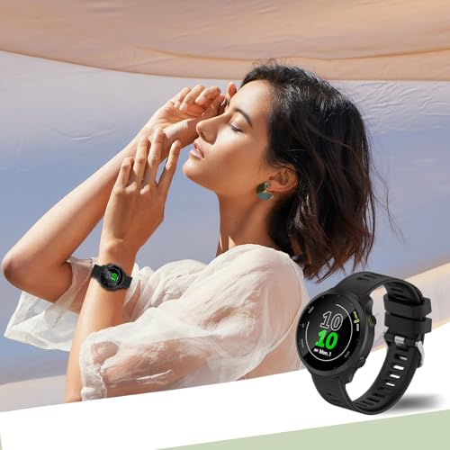 Wownadu 20mm Bracelet Compatible pour Garmin Forerunner 245 55 165 645 158 Bracelets de Remplacement en Silicone Sport Strap Femme Homme, Accessoires Noir (Pas de Tracker) – vue 7