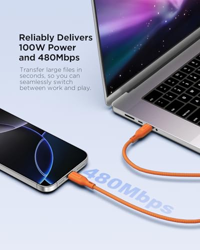 Image of Philips 100W Fast Charging USB C to USB C Cable, 1 Meter Magnetic Nylon Braided Type C to Type C Cable for Phones, Laptop, C to C Cable 480Mbps Data Sync, Coral Reef