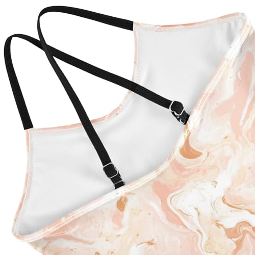 Rose Gold Abstract Elegant Metallic Kids Girls 1-Piece Bathing Suit Beach Swimwear Adjustable Strap Quick-Dry4