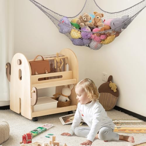 Hamac en peluche extra large : lot de 2 filets suspendus pour stocker les doudous - 3