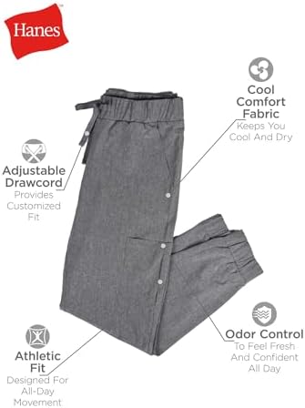 Hanes Women's Scrubs Cargo Joggers, Healthcare Scrub Joggers for Women, Moisture Wicking, New Ebony, Size M — view 5