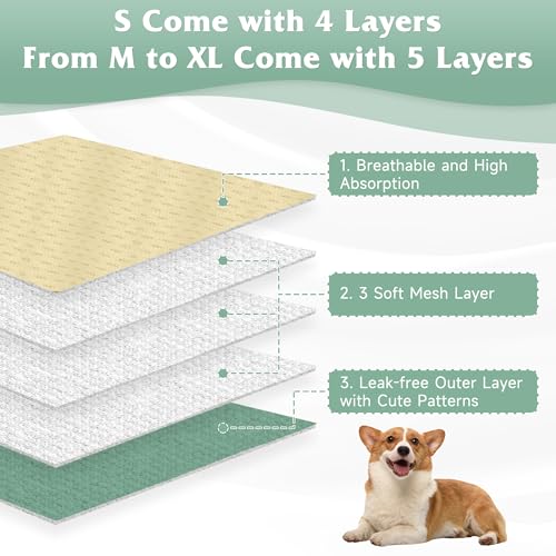 Image of Dog Diapers Female 5pcs,Reusable Dog Doggie Puppy Doggy Diapers Female, Period Panties in Heat, Leaf, XLarge