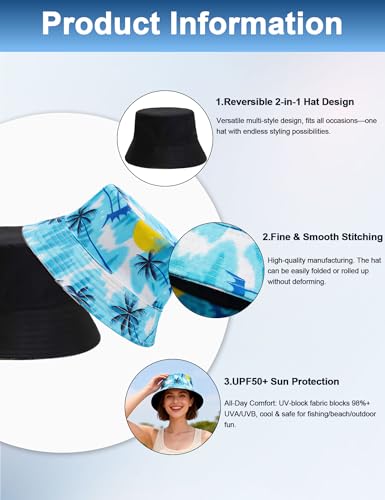 Image of Venzina Bucket Hat for Men Hat Cap for Men UPF 50+ UV Protection Packable Fisherman Sun Hat for Women Solid Reversible Camouflage Styles Beach Commute Travel Outdoor Hiking Round Cap