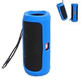 Pushingbest Carrying Silicone Case for JBL Flip 4 Bluetooth Speaker. Fits USB Cable and Accessories (Blue)