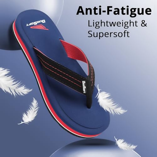 Image of Duosoft Men's Slipper Flip Flops, Brown, Anti-Skid Rubber Sole, Arch Support, Superior Shock Absorption, Super Soft
