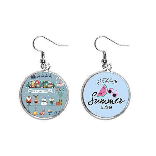 Pendientes de muñeco de nieve y Santa Claus para fiesta de Navidad y lóbulo