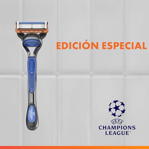 Miniatura 3 de Gillette Fusion5 Maquinilla de Afeitar Hombre con 5 Recambios, Azul/Negro