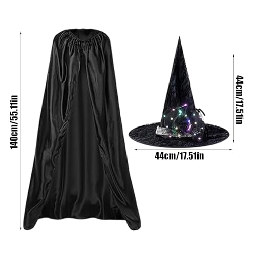 Conjunto de capa de Halloween, capa de bruxa de Halloween - Capa de bruxa com capa de mago - Trajes