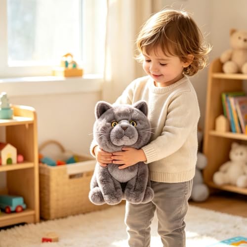 lilizzhoumax Britisch Kurzhaar bk Kuscheltier Katze plüschtier 28cm Simuliertes Tier Spielzeug Katze Kawaii Realistische Plüsch Spielzeug für Wilde Tiere, Geschenk für Freunde und Kinder